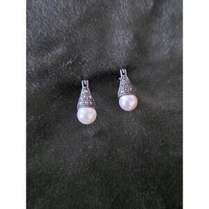 Vintage Sterling Silver 925 Pearl Drop Earrings – Half-Inch Dangle